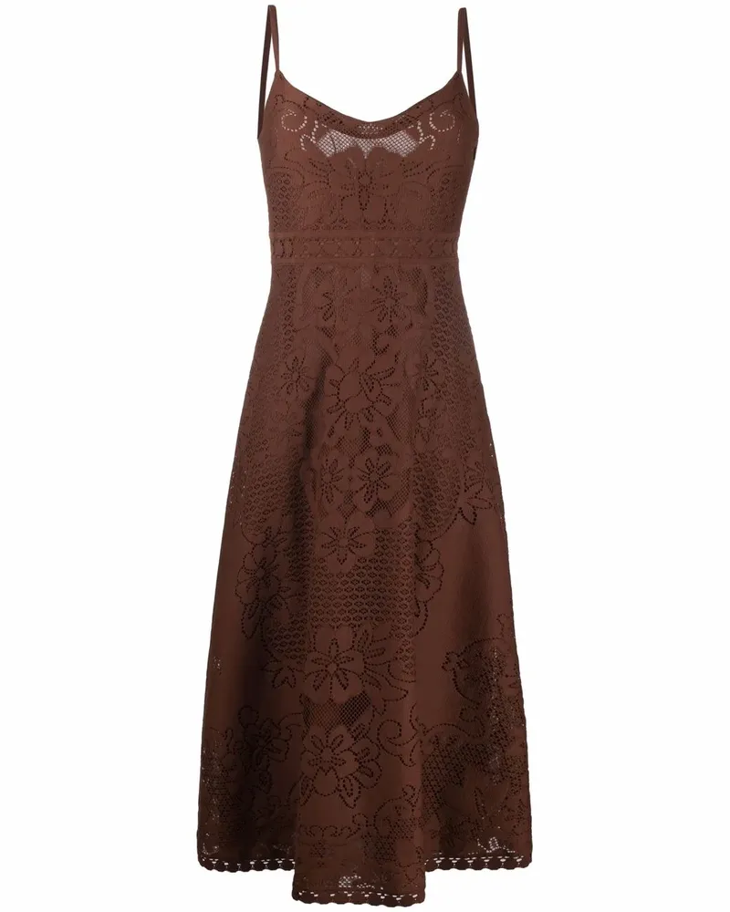 Valentino Garavani Midikleid mit Blumenmuster - Braun Braun