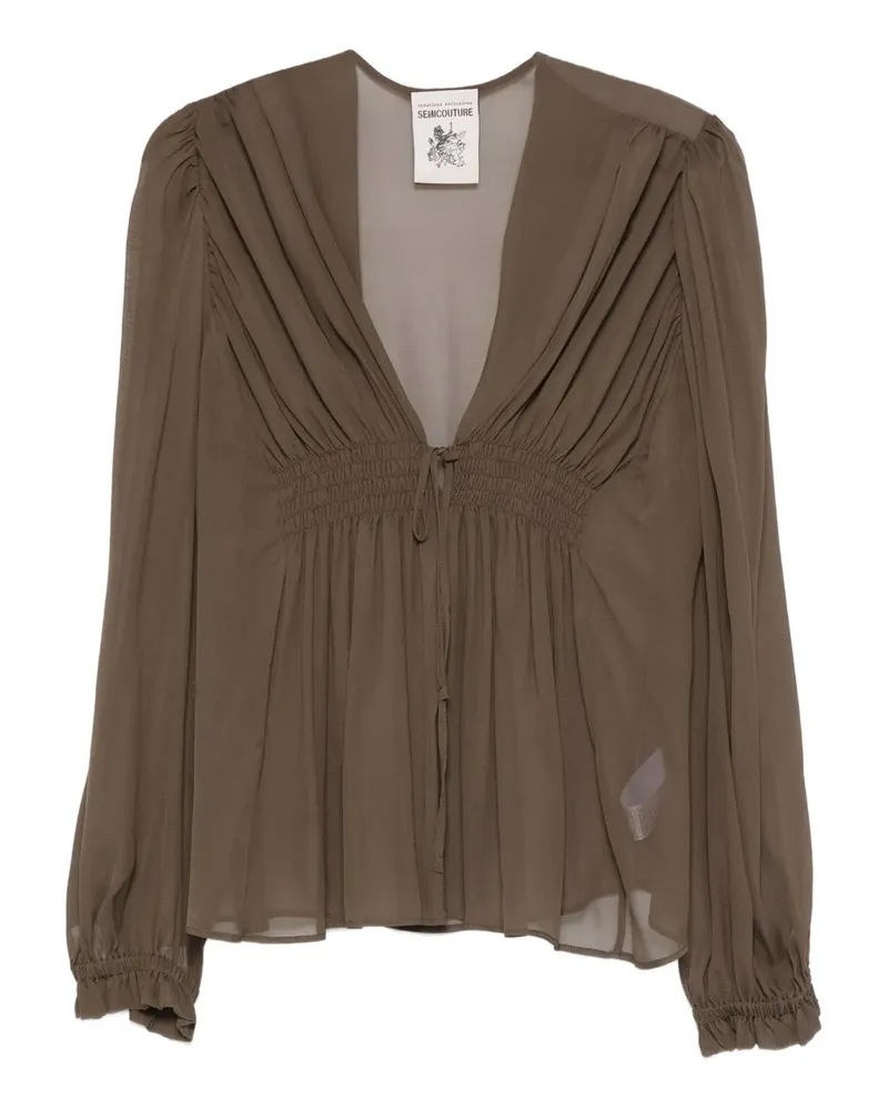 Semicouture Bluse mit Raffung - Grau Grau