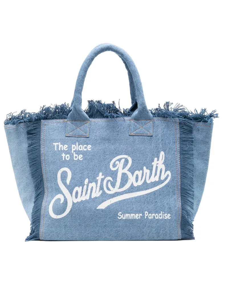 MC2 Saint Barth Vanity fringed logo-print tote bag - Blau Blau