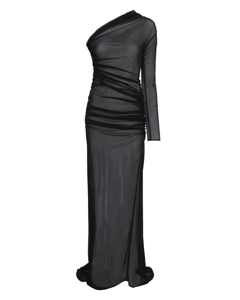 ATLEIN Asymmetrisches Maxikleid - Schwarz Schwarz