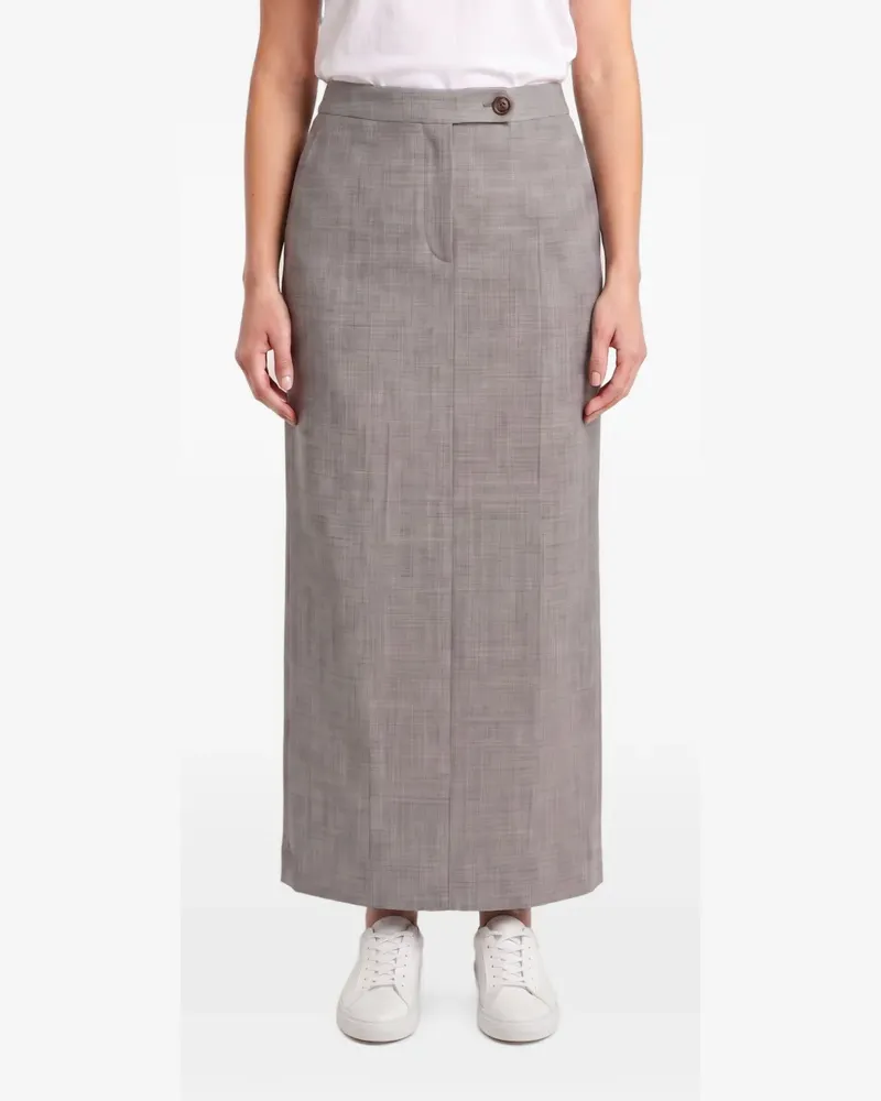 Brunello Cucinelli maxi checked wool pencil skirt - Grau Grau