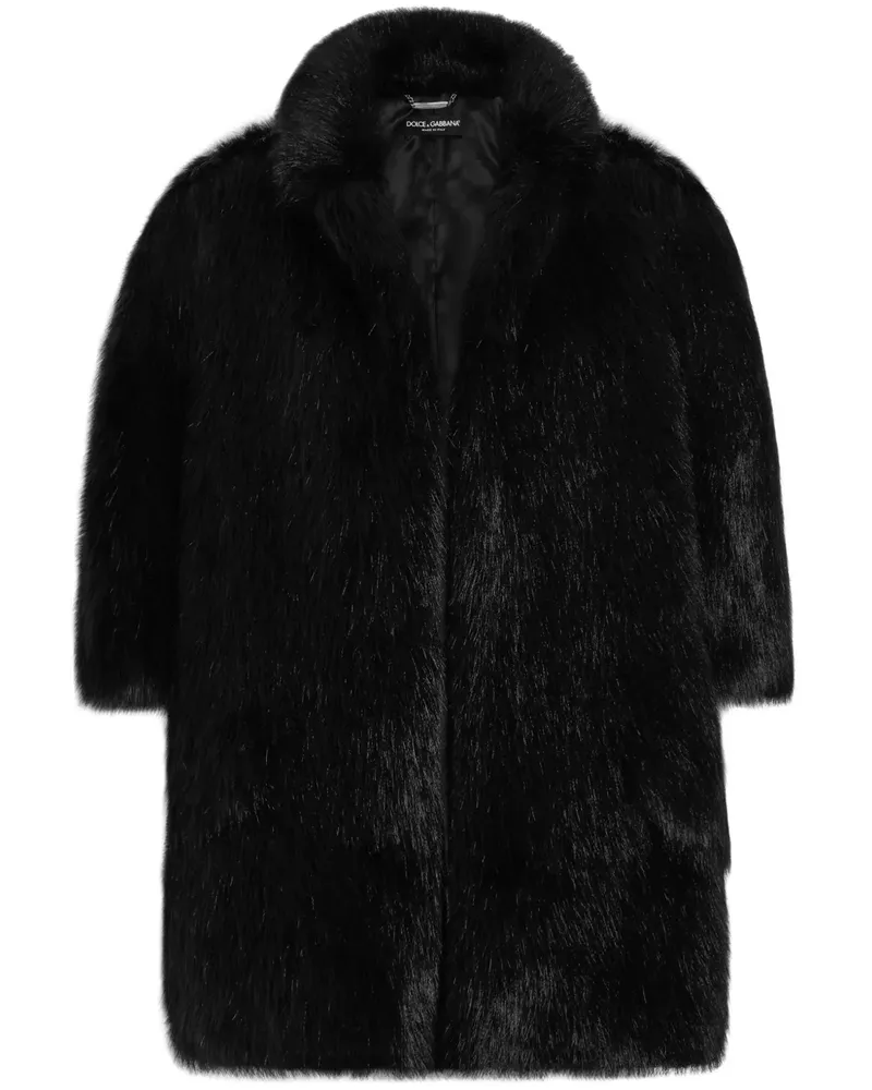 Dolce & Gabbana Mantel aus Faux Fur - Schwarz Schwarz