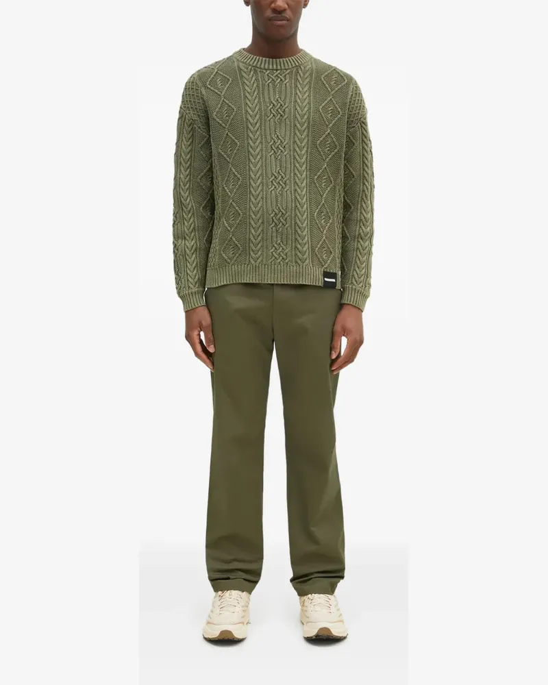 Neighborhood Rautenmuster-Pullover mit Zopfmuster - Grün Grün