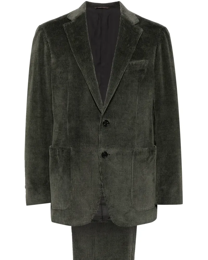 Canali Einreihiger Cordanzug - Grün Grün