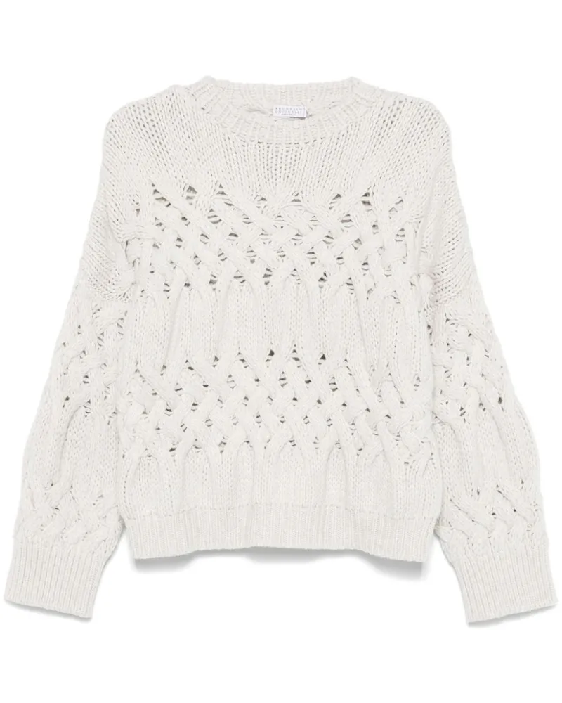 Brunello Cucinelli Kaschmirpullover mit Zopfmuster - Grau Grau