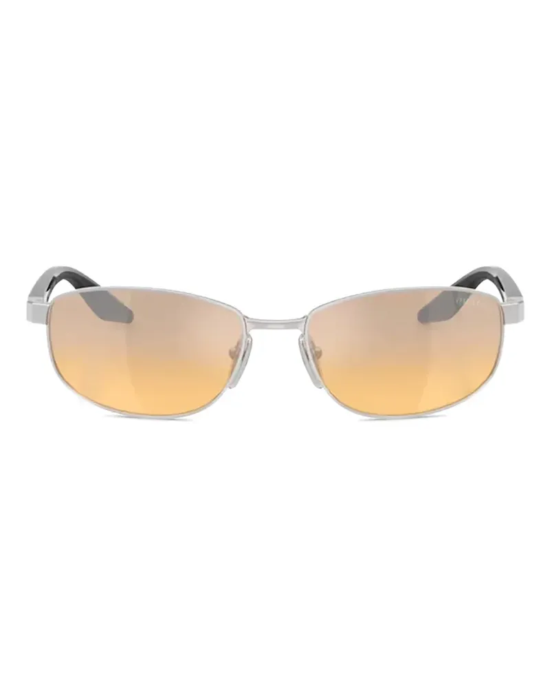 Prada Eckige Sonnenbrille mit Logo-Schild - Silber Silber