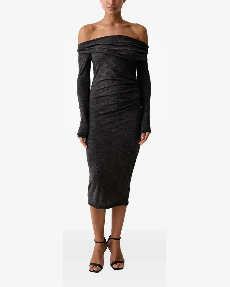 Pinko off-shoulder ruched midi dress - Grau Grau