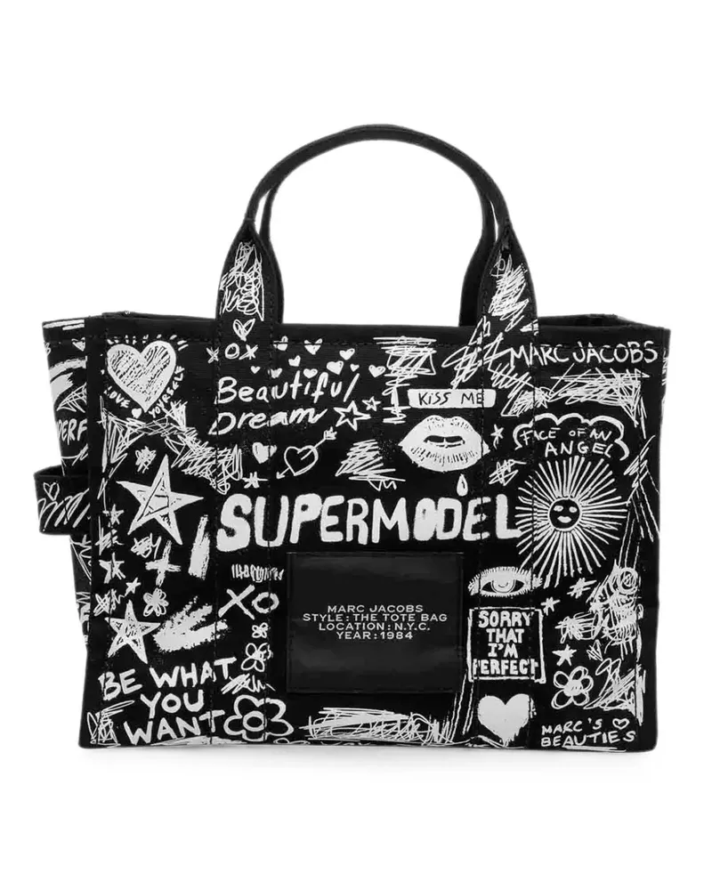 Marc Jacobs Punk Scribble graffiti-print medium tote bag - Schwarz Schwarz