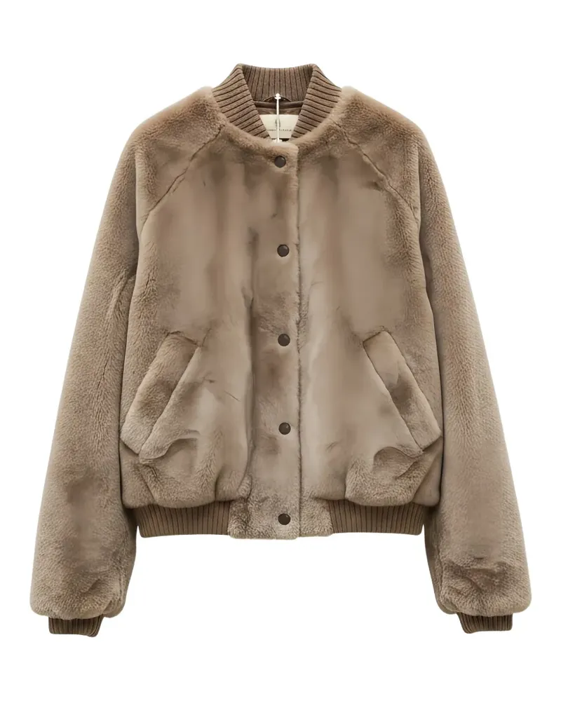 Brunello Cucinelli shearling bomber jacket - Nude Nude