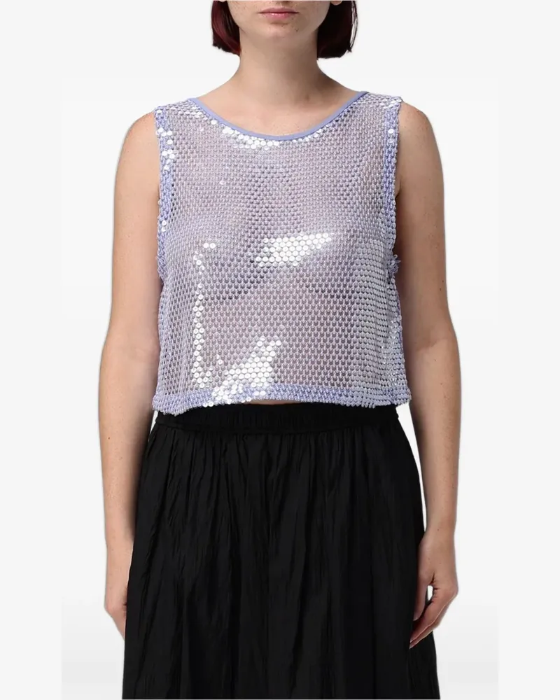 Emporio Armani Mesh-Top mit Pailletten - Violett Violett