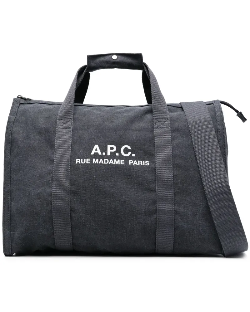 A.P.C. Reisetasche mit Logo-Print - Blau Blau