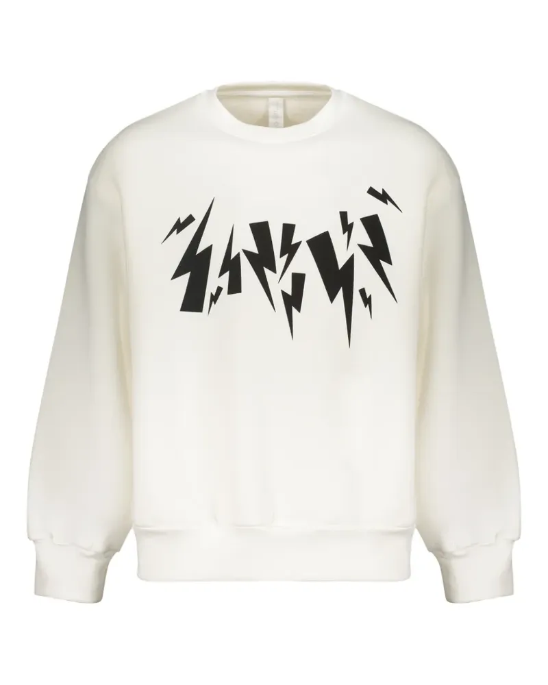 Neil Barrett Fair Isle Thunderbolt graphic-print sweatshirt - Nude Nude