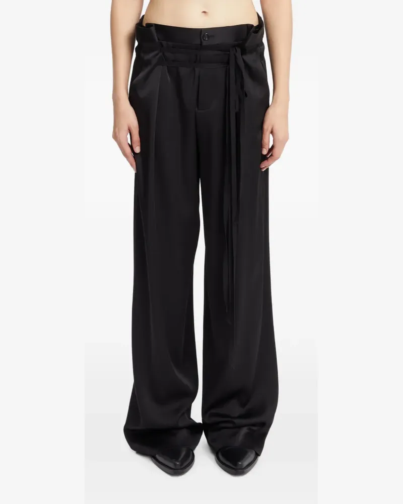 Ann Demeulemeester Cady Hose aus Satin mit Schnürung - Schwarz Schwarz