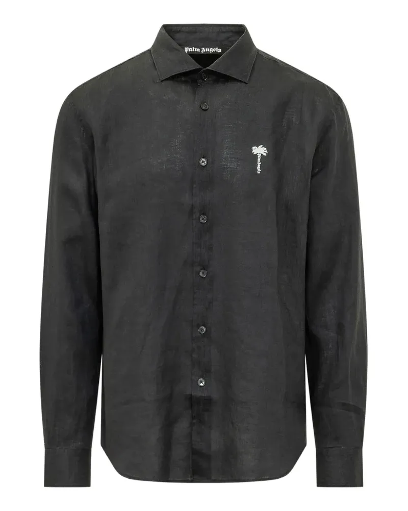 Palm Angels logo-embroidered shirt - Schwarz Schwarz