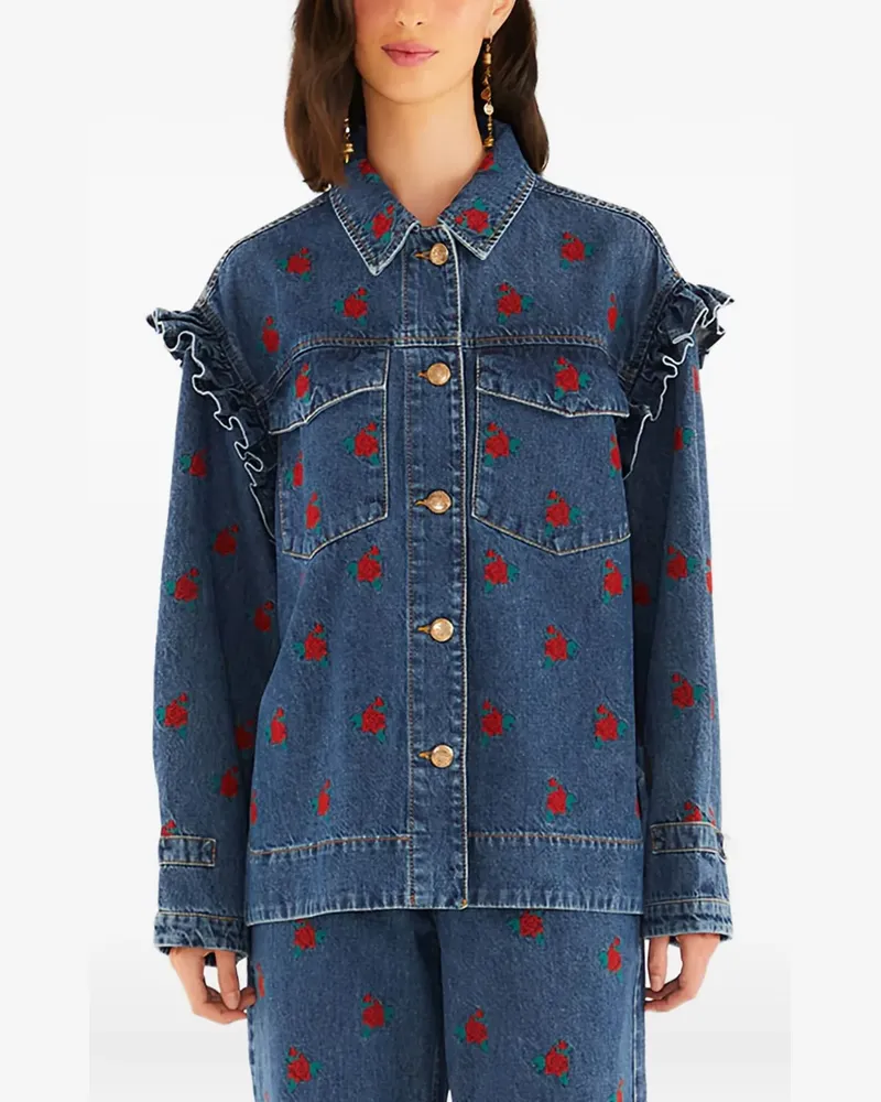 FARM Rio embroidered flowers jacket - Blau Blau