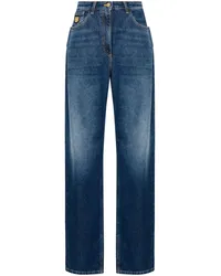 Elisabetta Franchi Boyfriend-Jeans mit Logo-Schild Blau