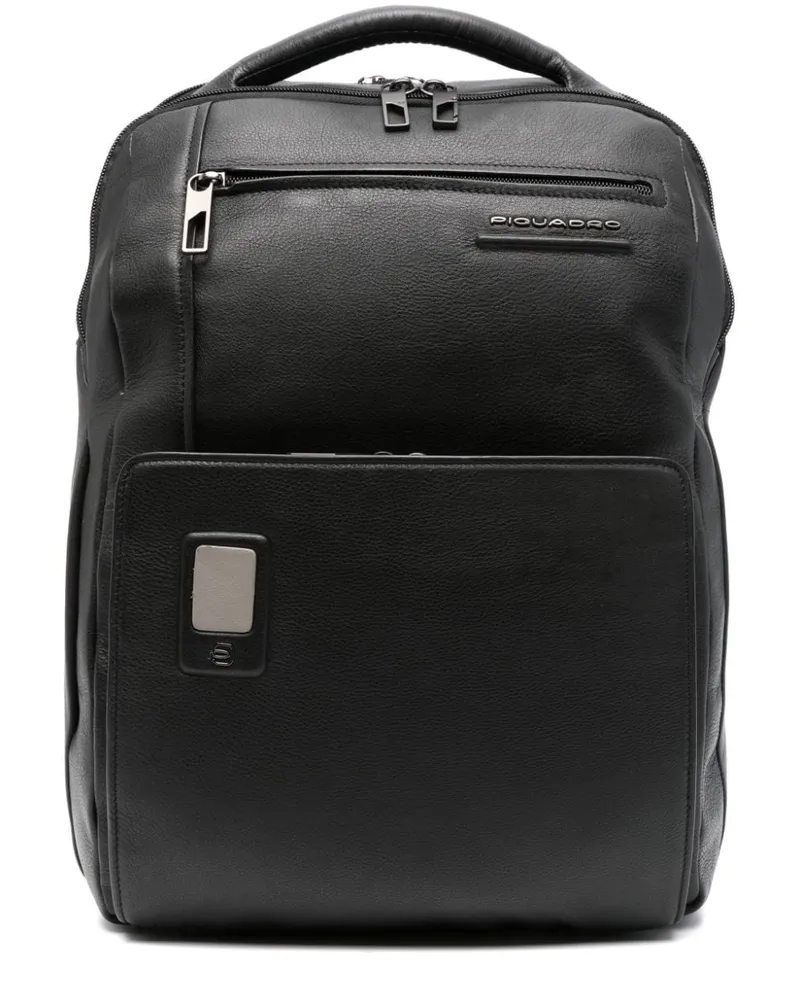 Piquadro Akron Rucksack aus Leder - Schwarz Schwarz
