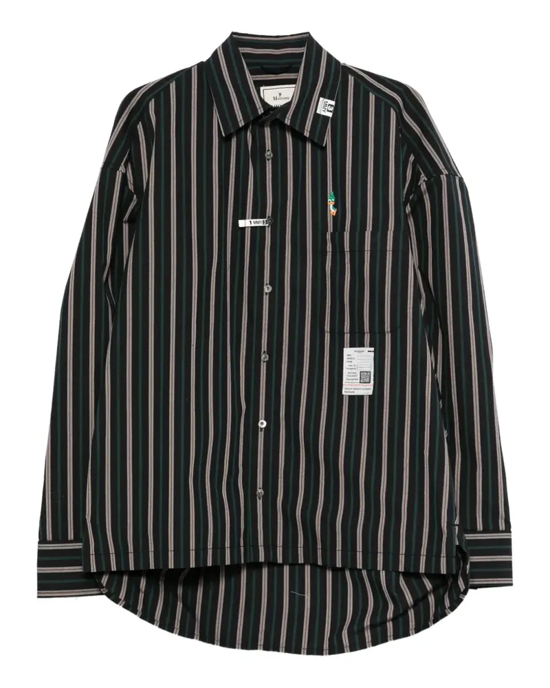 MIHARAYASUHIRO striped embroidered shirt - Schwarz Schwarz