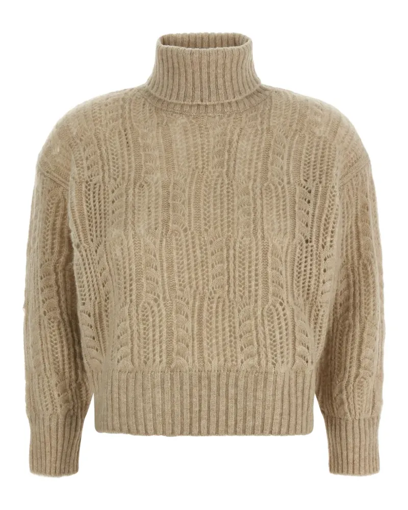 AGNONA openwork turtleneck sweater - Nude Nude