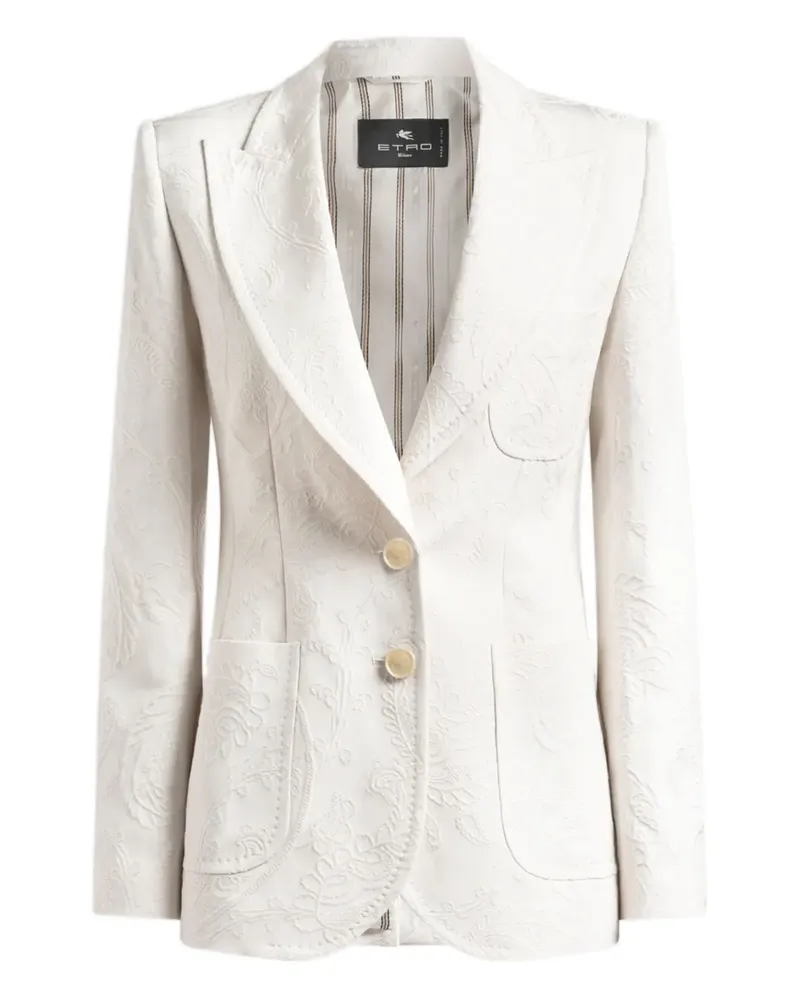 Etro Jacquard-Sakko mit Paisley-Blattmotiv - Weiß Weiß