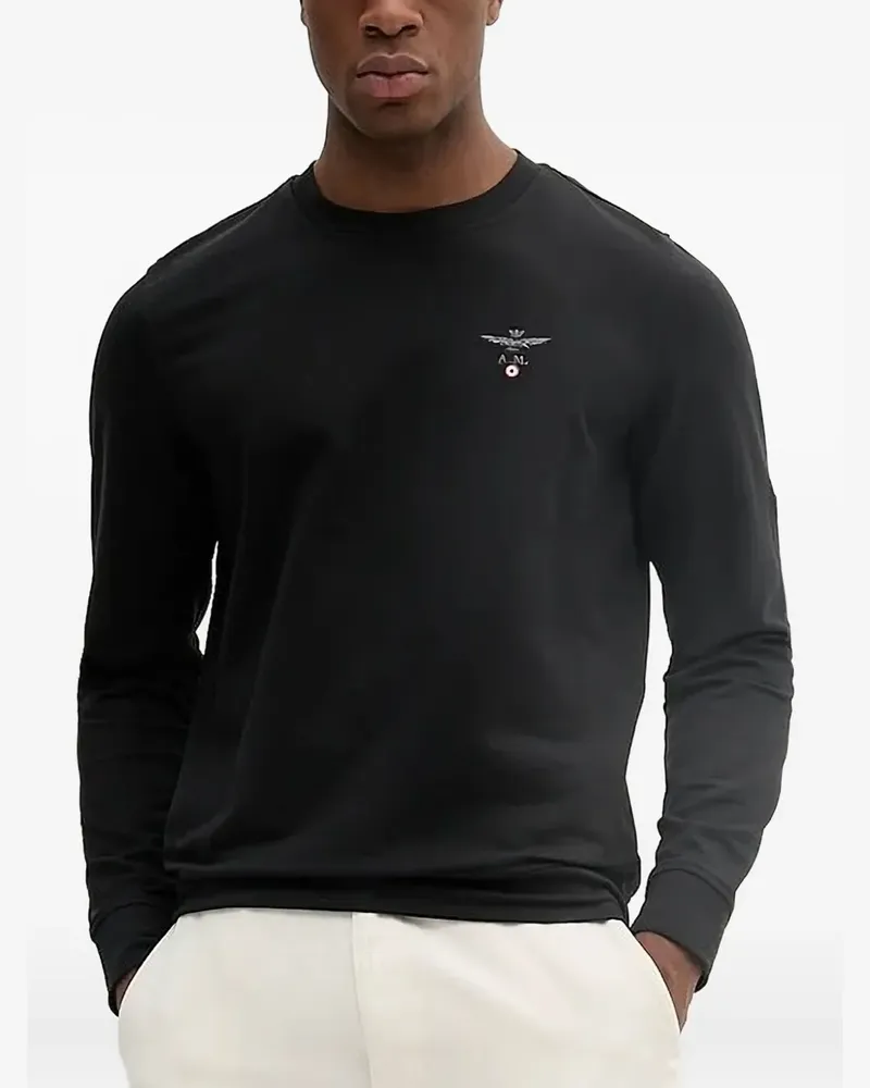Aeronautica Militare Sweatshirt mit aufgesticktem Adler - Schwarz Schwarz