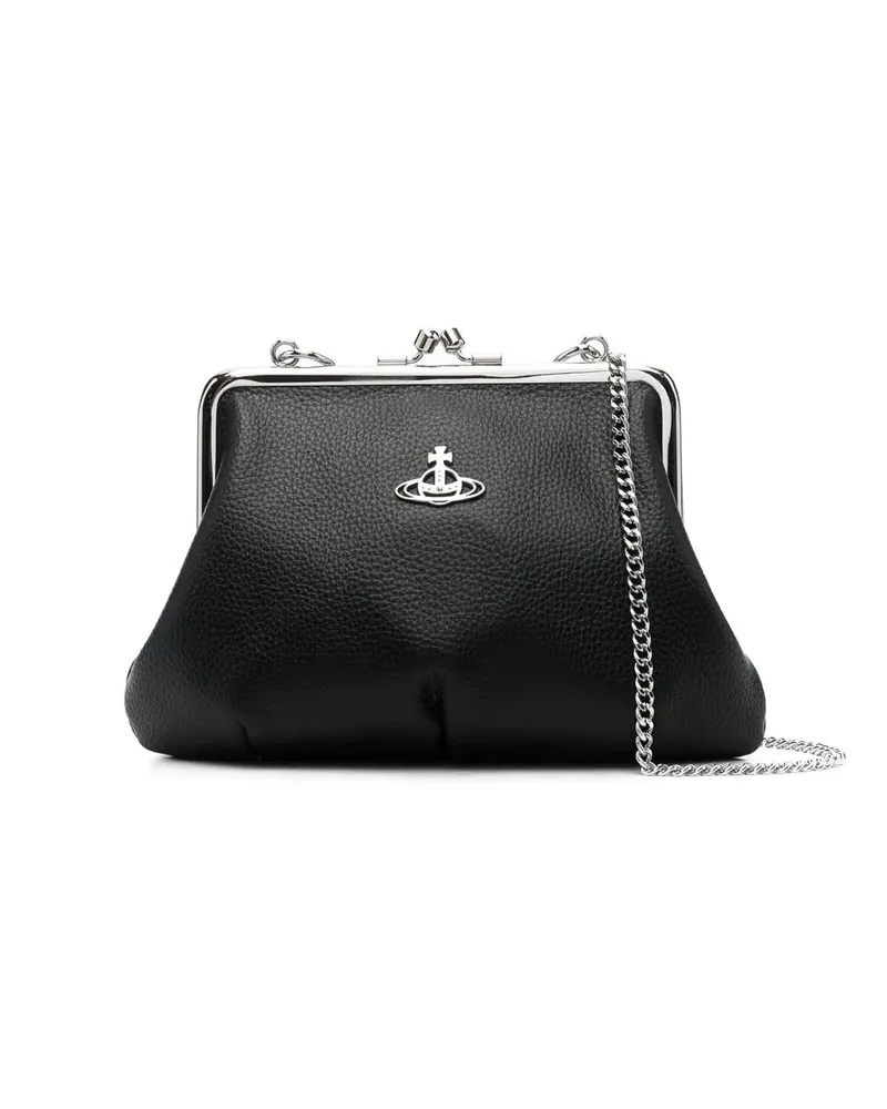 Vivienne Westwood Clutch mit Logo-Schild - Schwarz Schwarz