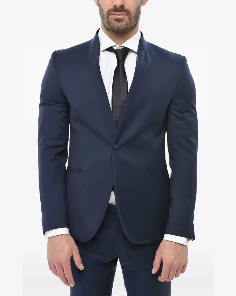 Corneliani single-breasted mandarin-collar suit - Blau Blau