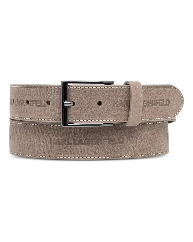 Karl Lagerfeld logo-debossed topstitched belt - Nude Nude