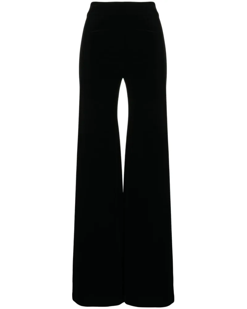 GALVAN Samthose mit weitem Bein - Schwarz Schwarz