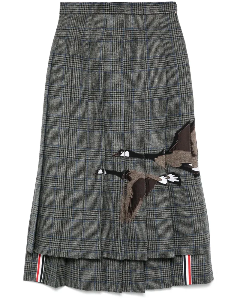 Thom Browne Falten-Midirock mit Flying Geese-Applikation - Grau Grau