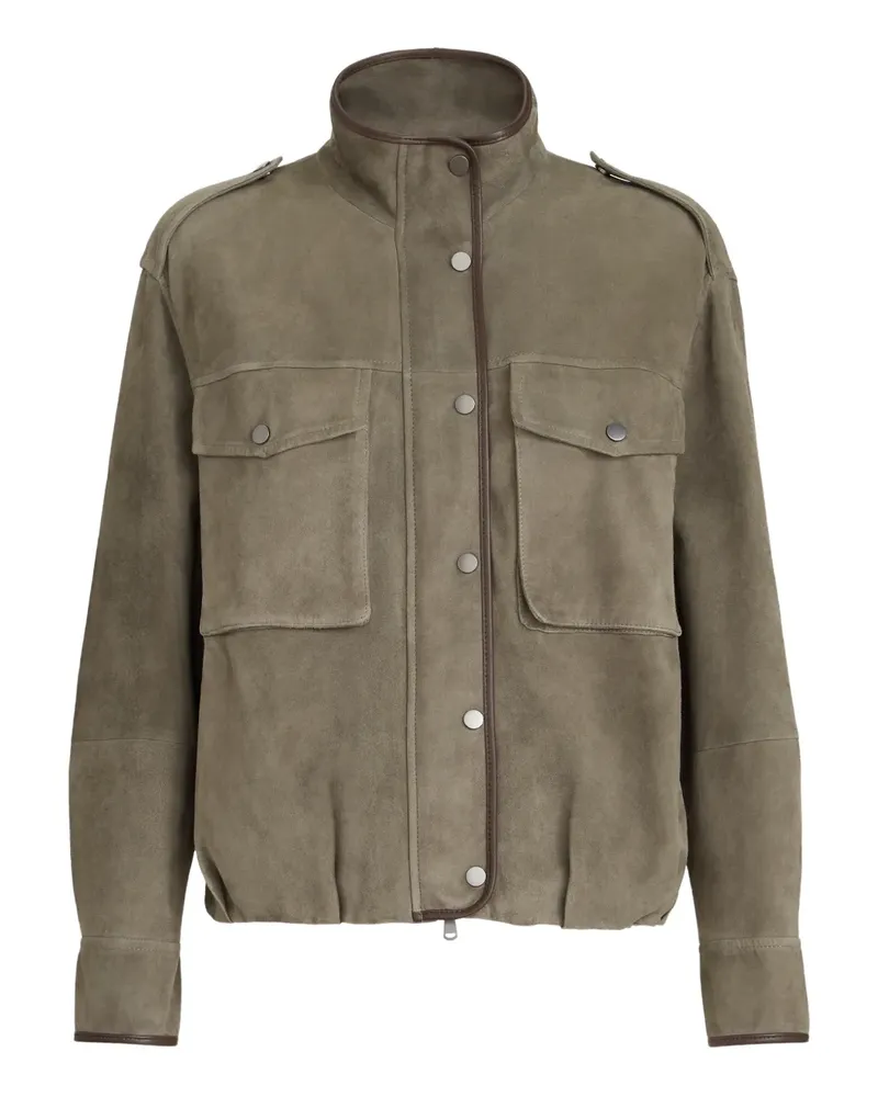 Brunello Cucinelli Lederjacke mit Brusttaschen - Grün Grün