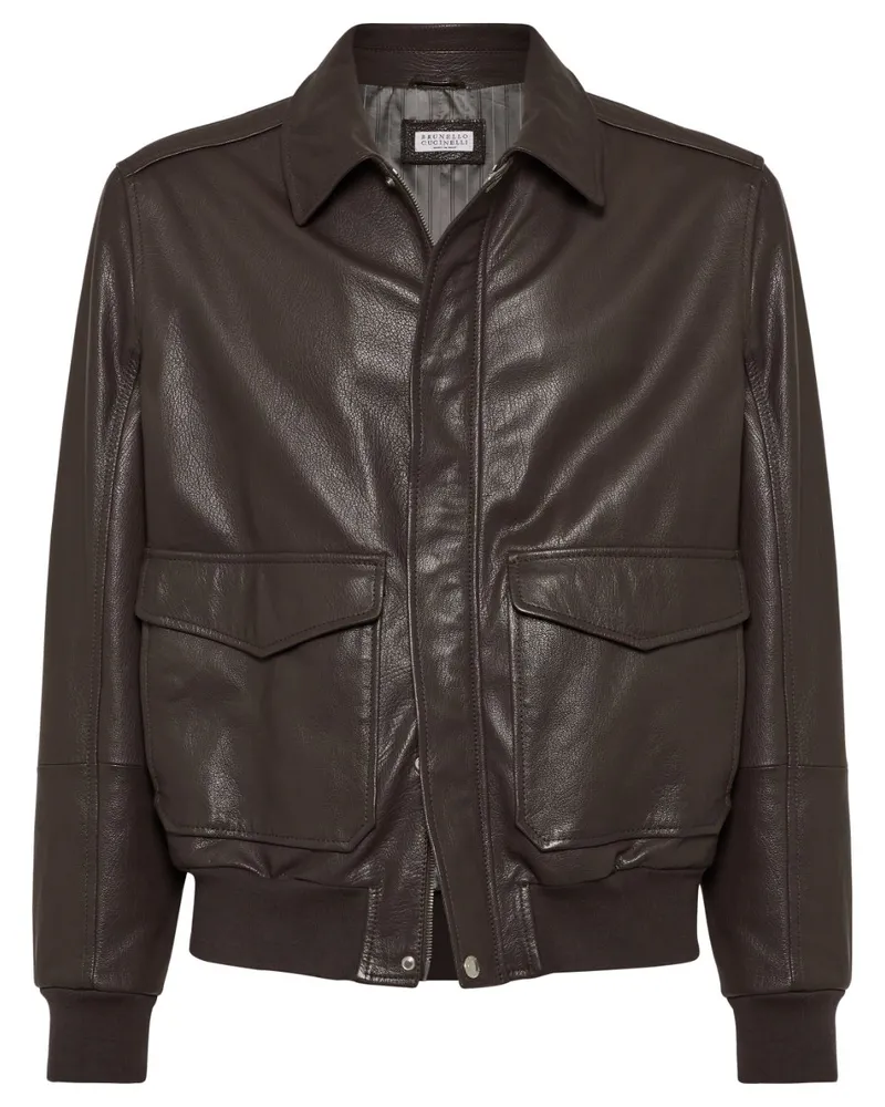 Brunello Cucinelli Pilotenjacke aus Leder - Braun Braun
