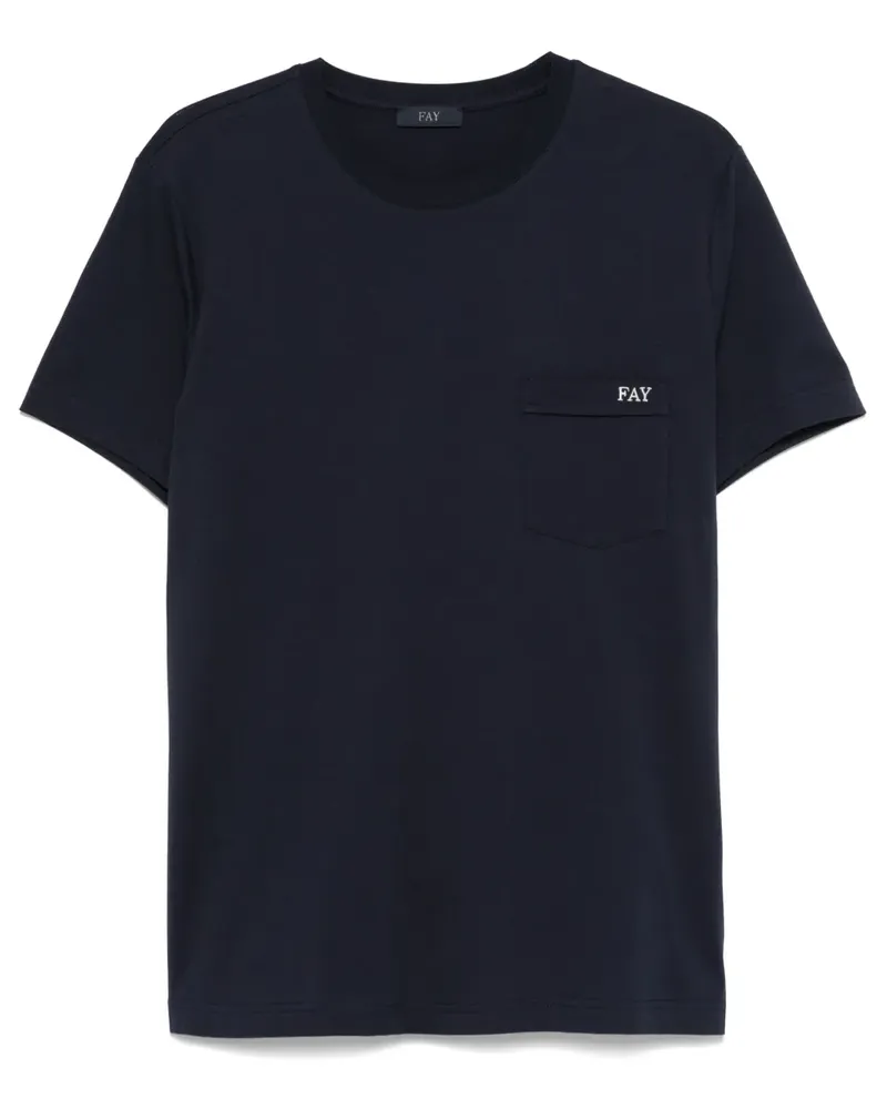 Fay T-Shirt mit Logo-Stickerei - Blau Blau
