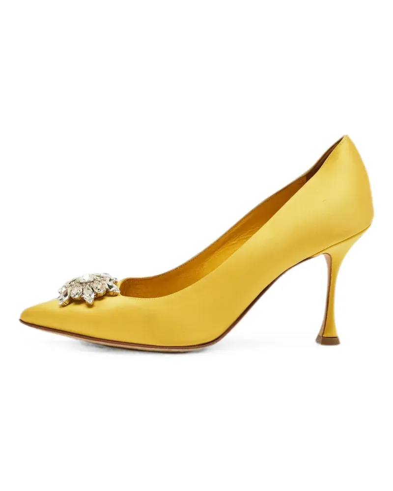 Manolo Blahnik crystal-embellished pumps - Gelb Gelb