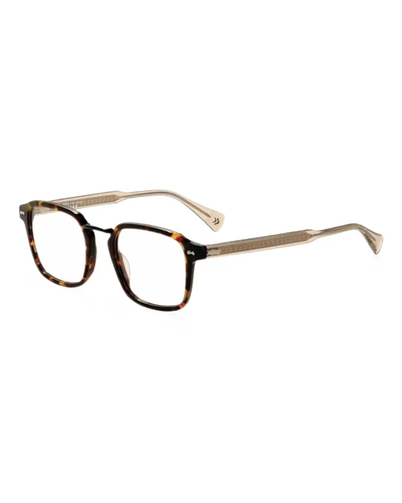 John Varvatos tortoiseshell-effect square-frame glasses - Braun Braun
