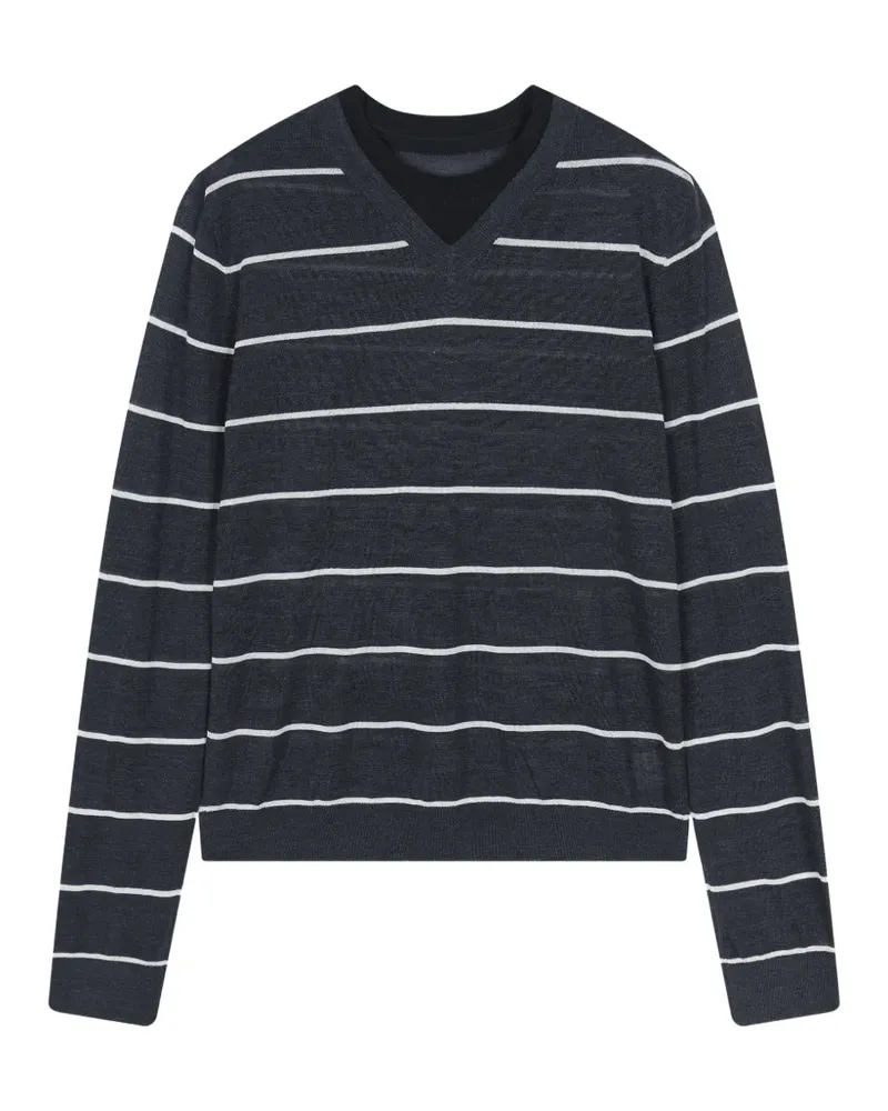 JNBY Gestreifter Pullover mit V-Ausschnitt - Grau Grau