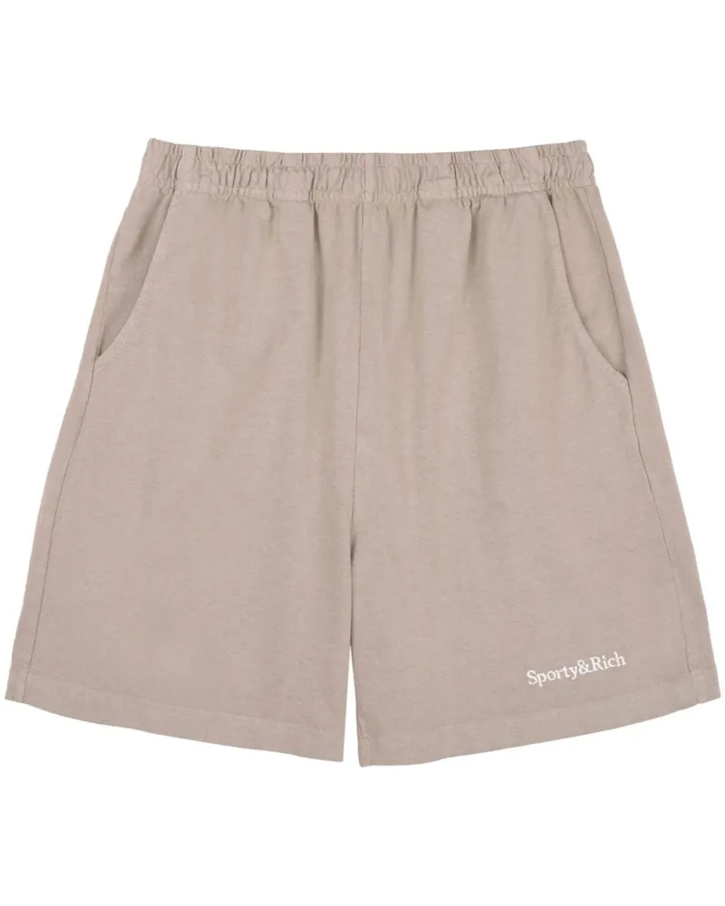 SPORTY & RICH Shorts mit Logo-Stickerei Nude