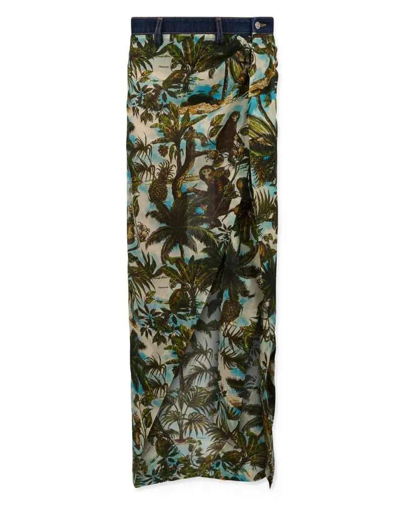 Dsquared2 Midirock mit tropischem Print - Grün Grün