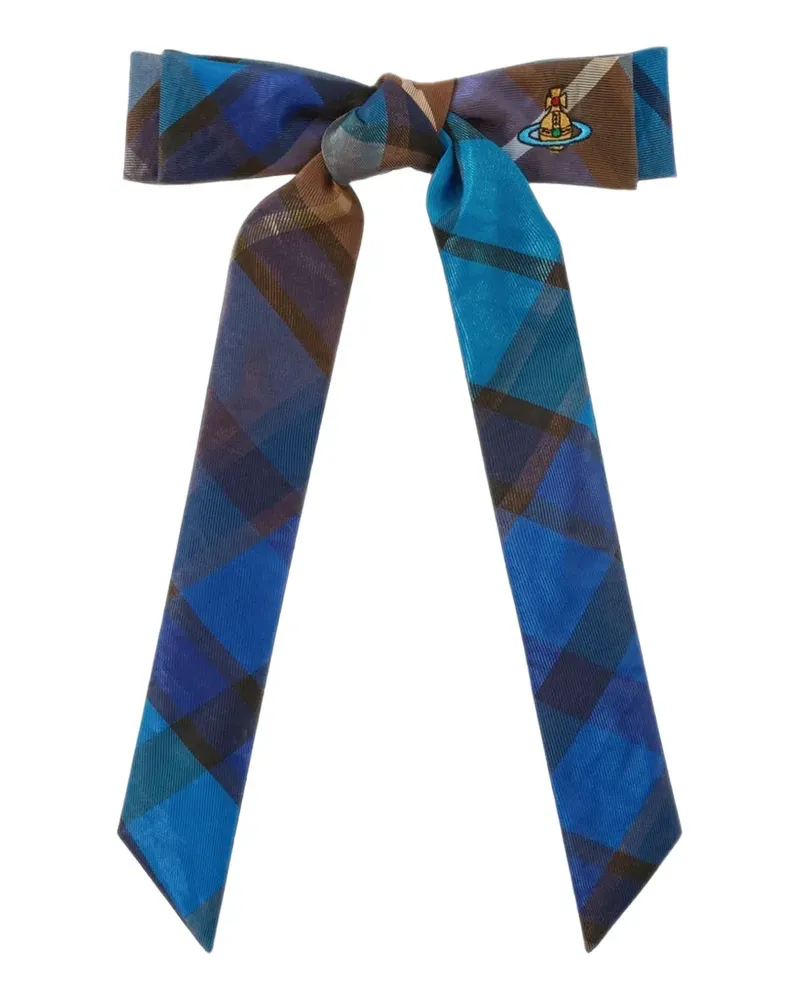 Vivienne Westwood Flyes tartan bow hair clip - Blau Blau