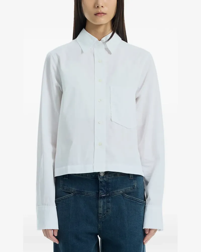 Closed lace-trim chest-pocket shirt - Weiß Weiß