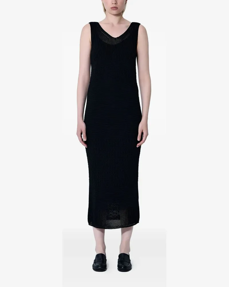 Max Mara Midikleid mit V-Ausschnitt - Schwarz Schwarz