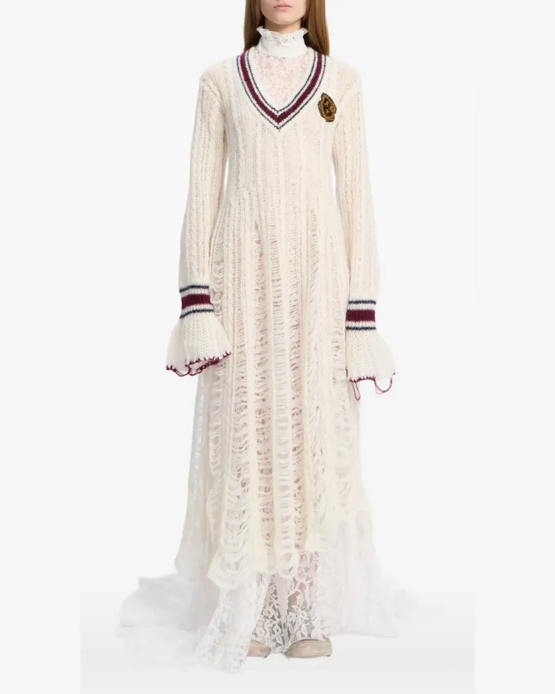 Ann Demeulemeester Maxikleid im Distressed-Look - Weiß Weiß