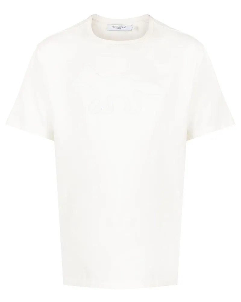 Kitsuné T-Shirt mit aufgesticktem Fuchs Weiß
