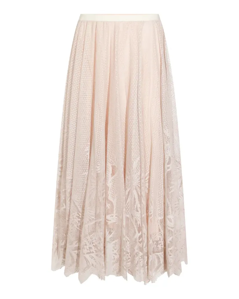 Fabiana Filippi lace-panelling A-line midi skirt - Rosa Rosa