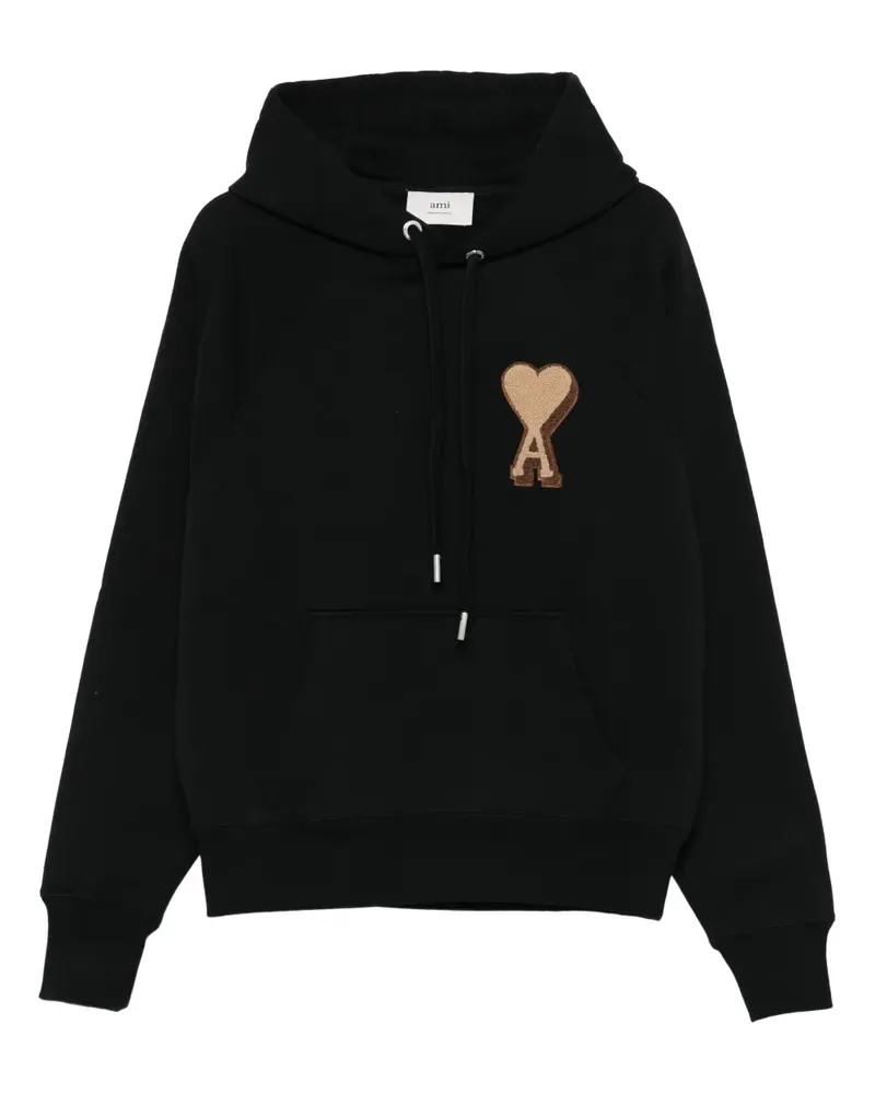 AMI Paris logo-embroidered hoodie - Schwarz Schwarz