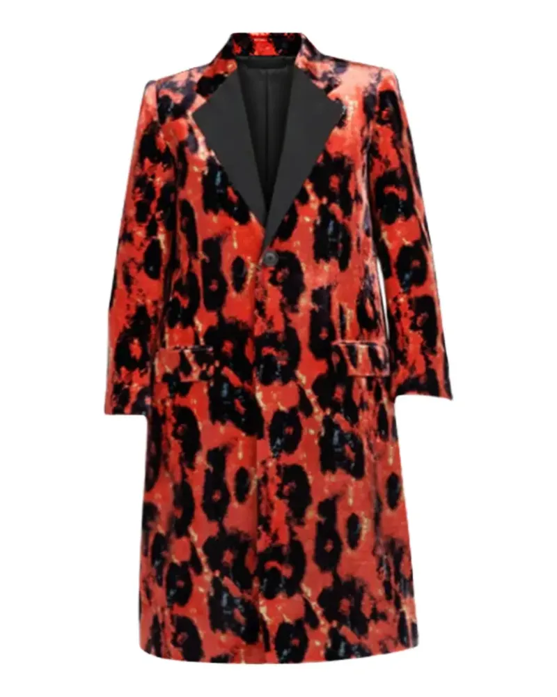 R13 lepard-print single-breasted coat - Rot Rot