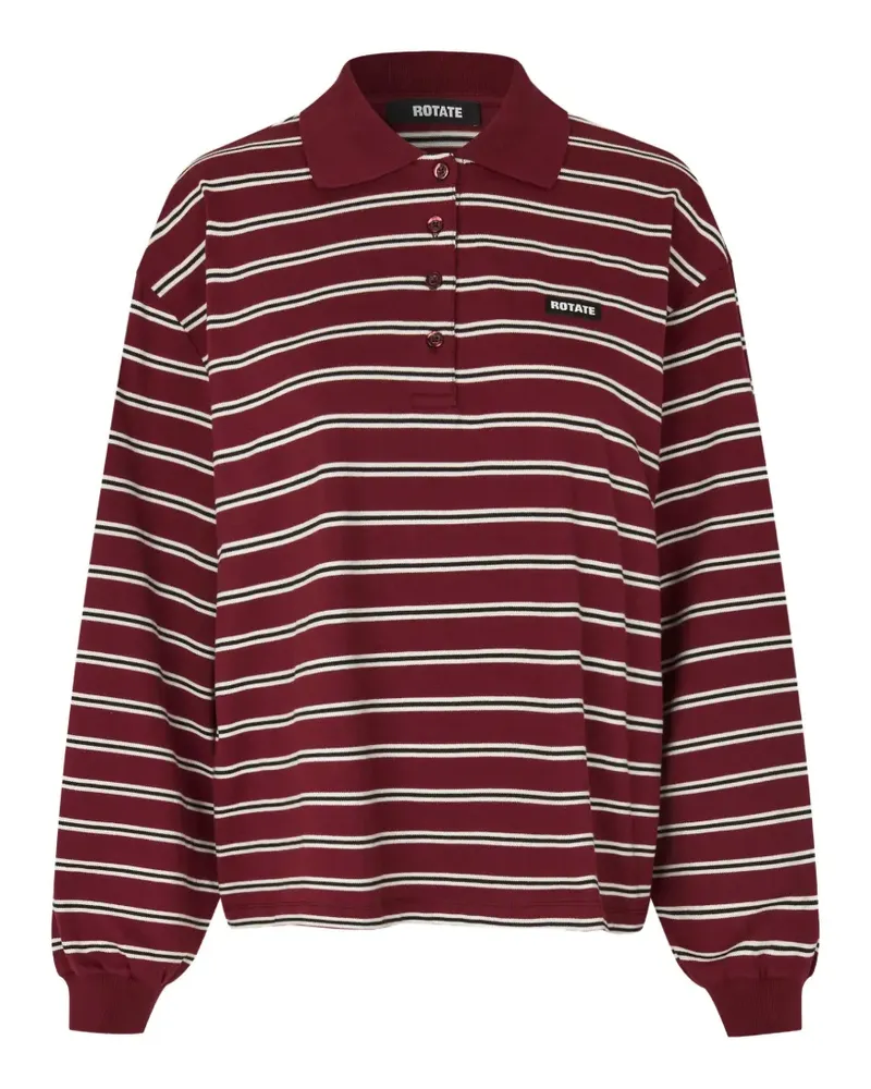 ROTATE Birger Christensen Gestreiftes Poloshirt Rot