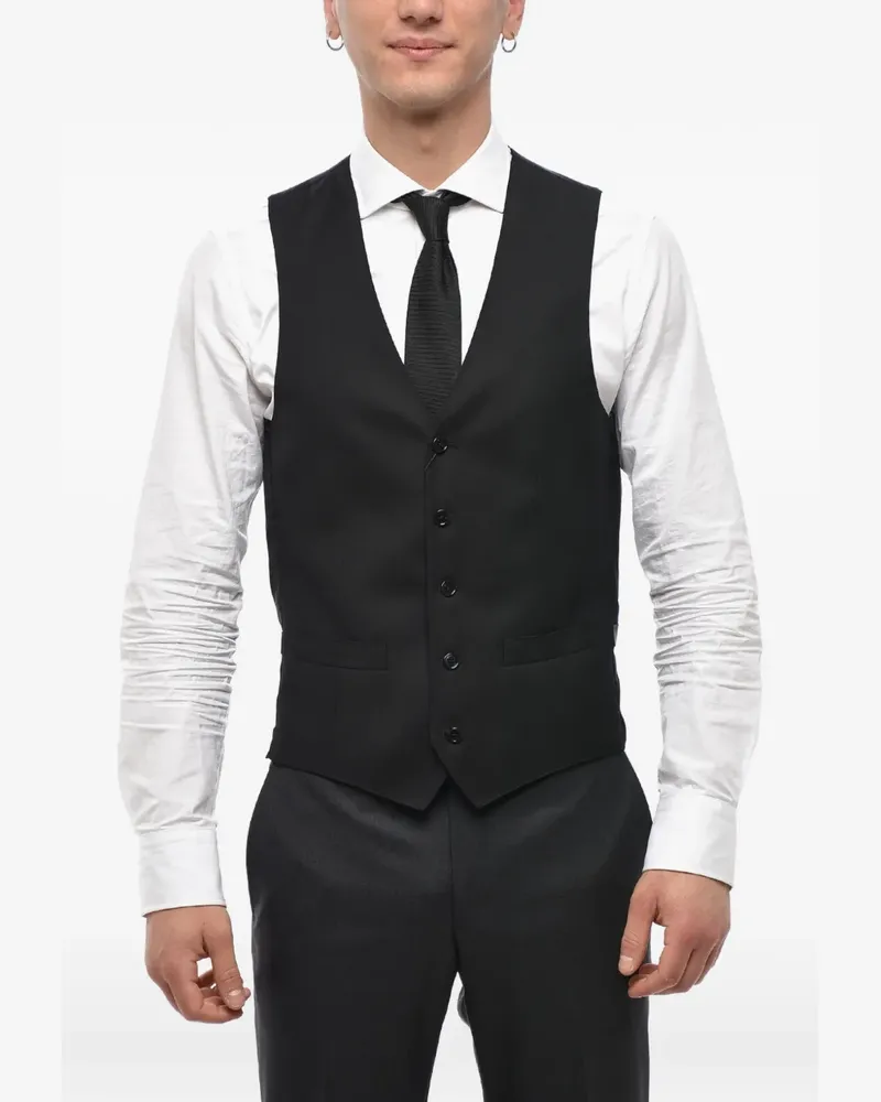 Corneliani virgin-wool waistcoat - Schwarz Schwarz