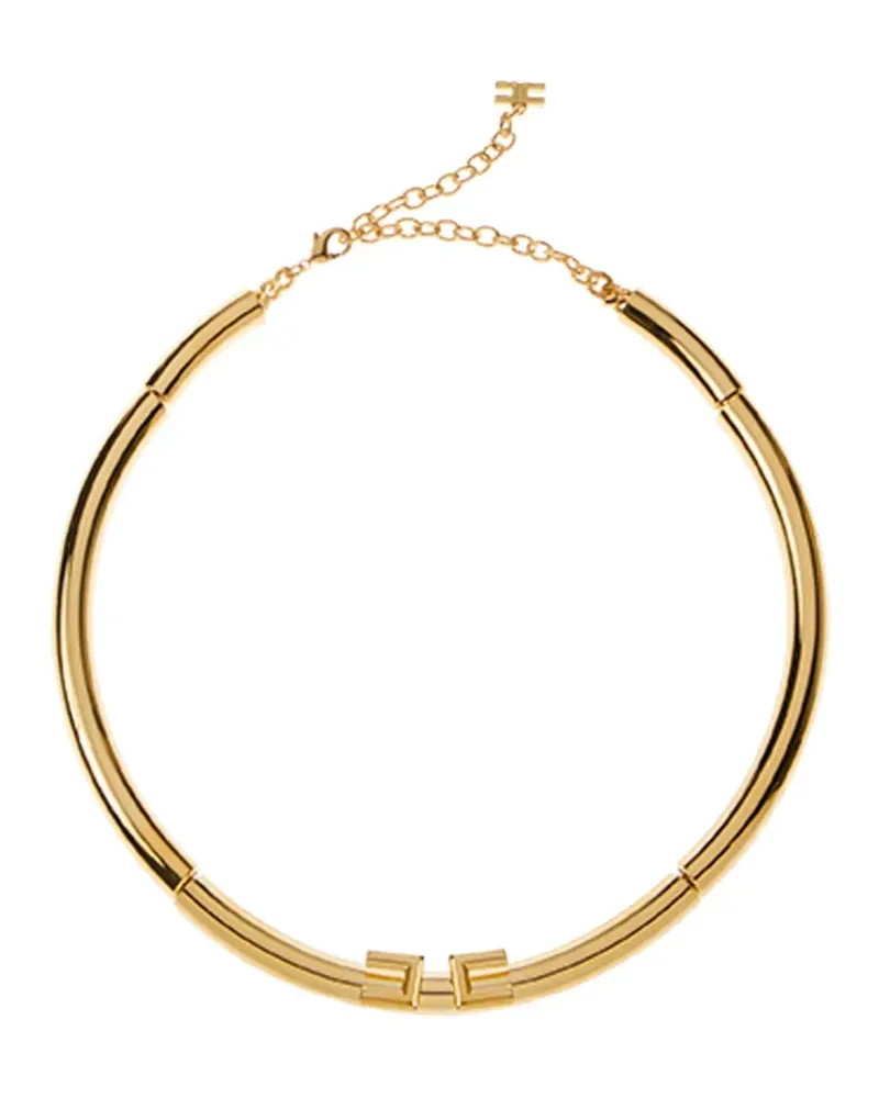 Elisabetta Franchi cylindrical logo necklece - Gold Gold