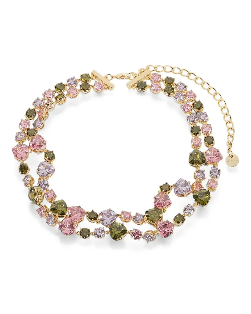 Self-Portrait crystal-embellished double-strand necklace - Gold Gold